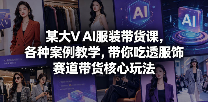 某大V AI服装带货课，各种案例教学，带你吃透服饰赛道带货核心玩法汇创网-网创项目_汇创网_中创网_福缘网_冒泡网_网创项目平台汇创网