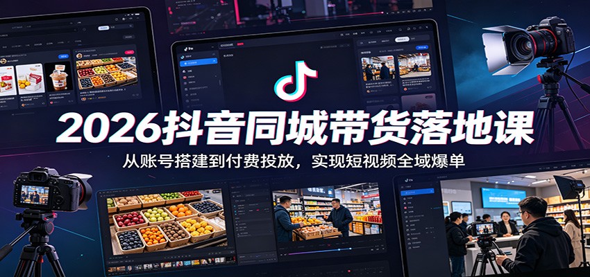 2026抖音同城带货落地课：从账号搭建到付费投放，实现短视频全域爆单汇创网-网创项目_汇创网_中创网_福缘网_冒泡网_网创项目平台汇创网