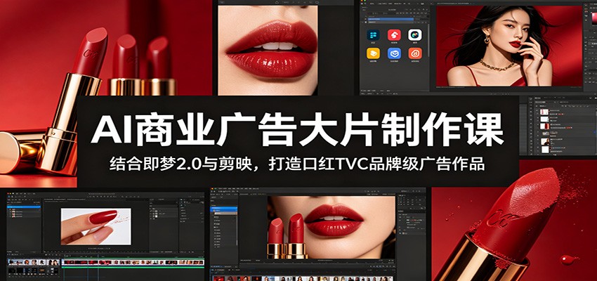 AI商业广告大片制作课:结合即梦2.0与剪映,打造口红TVC品牌级广告作品汇创网-网创项目_汇创网_中创网_福缘网_冒泡网_网创项目平台汇创网
