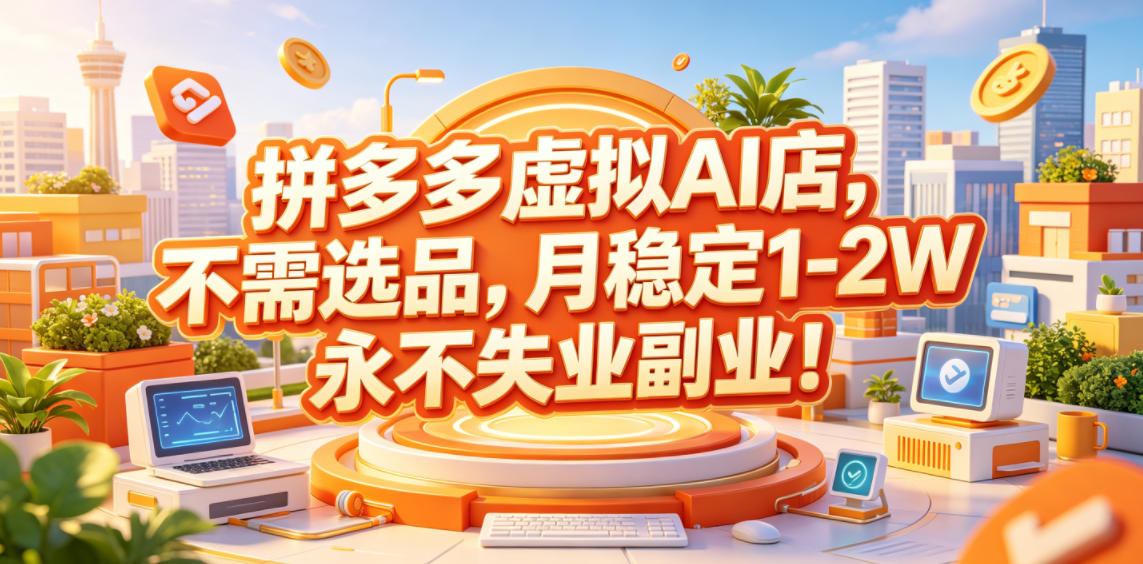 拼多多虚拟AI店，不需选品，月稳定1-2W，永不失业副业！【揭秘】汇创网-网创项目_汇创网_中创网_福缘网_冒泡网_网创项目平台汇创网