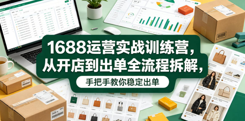1688运营实战训练营，从开店到出单全流程拆解，手把手教你稳定出单汇创网-网创项目_汇创网_中创网_福缘网_冒泡网_网创项目平台汇创网