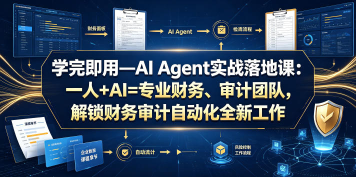 学完即用—AI Agent实战落地课：一人+AI=专业财务、审计团队，解锁财务审计自动化全新工作模式汇创网-网创项目_汇创网_中创网_福缘网_冒泡网_网创项目平台汇创网