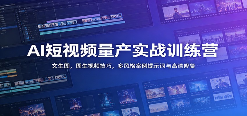 AI短视频量产实战训练营：文生图，图生视频技巧，多风格案例提示词与高清修复汇创网-网创项目_汇创网_中创网_福缘网_冒泡网_网创项目平台汇创网