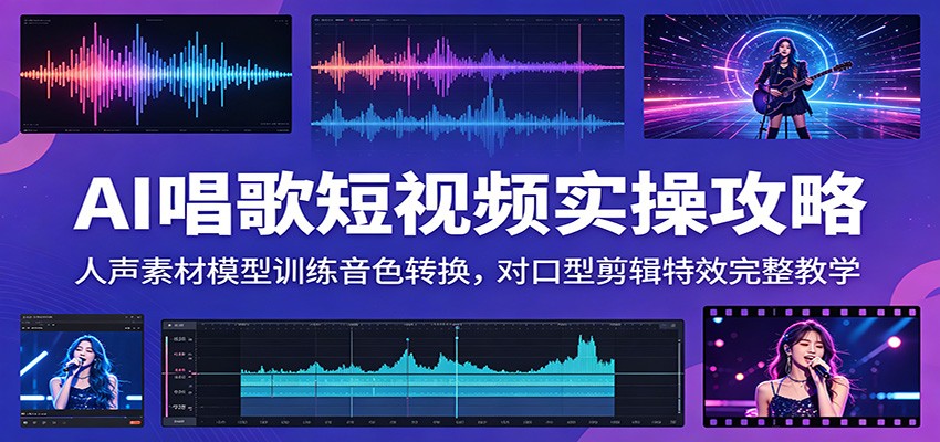 AI唱歌短视频实操攻略：人声素材模型训练音色转换，对口型剪辑特效完整教学汇创网-网创项目_汇创网_中创网_福缘网_冒泡网_网创项目平台汇创网