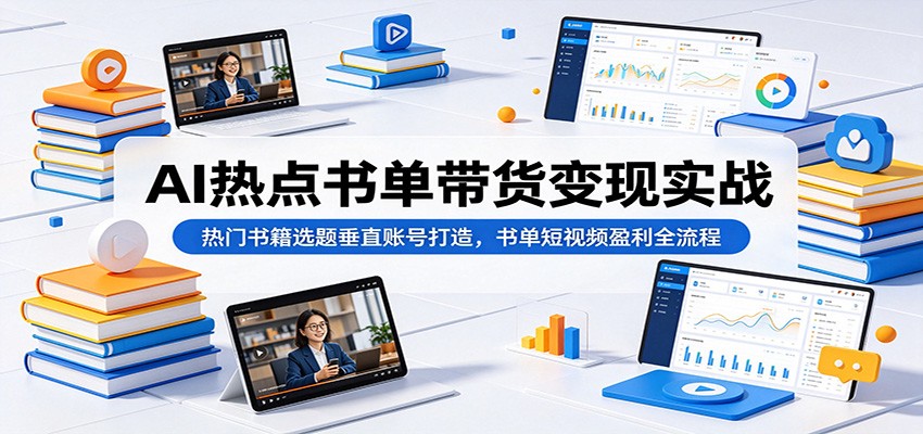 AI热点书单带货变现实战:热门书籍选题垂直账号打造,书单短视频盈利全流程汇创网-网创项目_汇创网_中创网_福缘网_冒泡网_网创项目平台汇创网