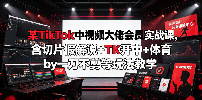 某TikTok中视频大佬会员实战课，含切片假解说+TK开中+体育by一刀不剪等玩法教学汇创网-网创项目_汇创网_中创网_福缘网_冒泡网_网创项目平台汇创网