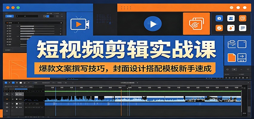 短视频剪辑实战课：爆款文案撰写技巧，封面设计搭配模板新手速成汇创网-网创项目_汇创网_中创网_福缘网_冒泡网_网创项目平台汇创网