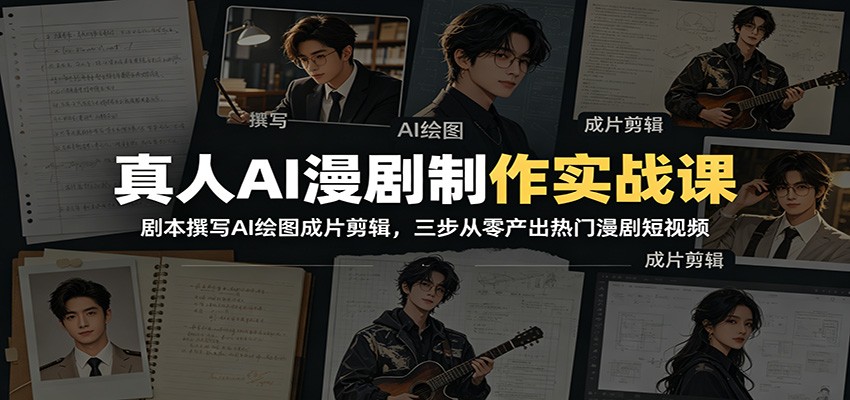 真人AI漫剧制作实战课：剧本撰写AI绘图成片剪辑，三步从零产出热门漫剧短视频汇创网-网创项目_汇创网_中创网_福缘网_冒泡网_网创项目平台汇创网