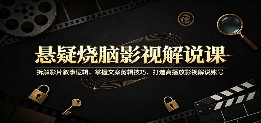 悬疑烧脑影视解说课:拆解影片叙事逻辑,掌握文案剪辑技巧,打造高播放影视解说账号汇创网-网创项目_汇创网_中创网_福缘网_冒泡网_网创项目平台汇创网