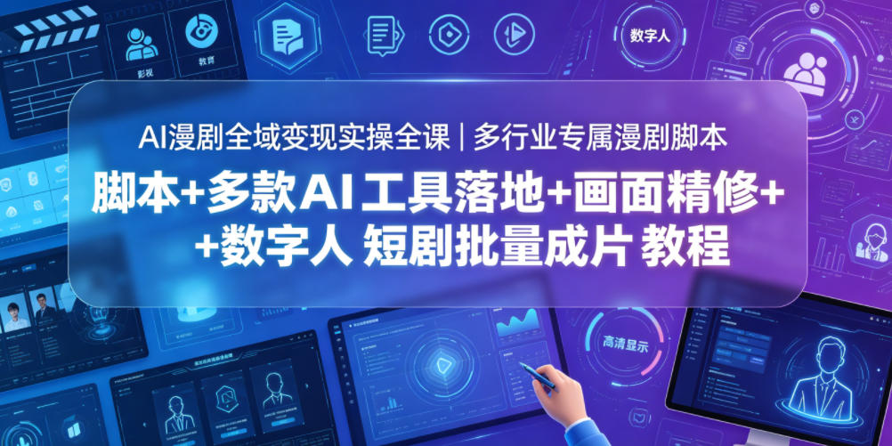 AI漫剧全域变现实操全课|多行业专属漫剧脚本+多款AI工具落地+画面精修+数字人短剧批量成片全教程汇创网-网创项目_汇创网_中创网_福缘网_冒泡网_网创项目平台汇创网
