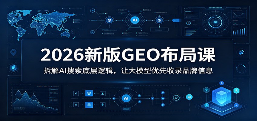 2026新版GEO布局课：拆解AI搜索底层逻辑，让大模型优先收录品牌信息汇创网-网创项目_汇创网_中创网_福缘网_冒泡网_网创项目平台汇创网