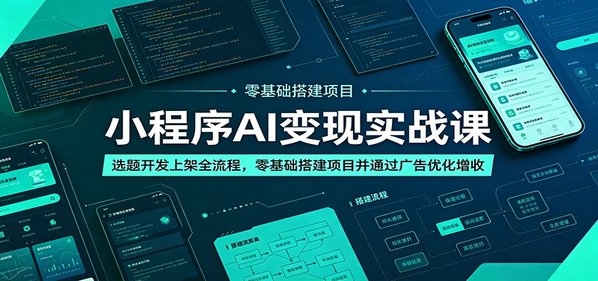 小程序AI变现实战课：选题开发上架全流程，零基础搭建项目并通过广告优化增收汇创网-网创项目_汇创网_中创网_福缘网_冒泡网_网创项目平台汇创网