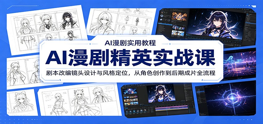 AI漫剧精英实战课：剧本改编镜头设计与风格定位，从角色创作到后期成片全流程汇创网-网创项目_汇创网_中创网_福缘网_冒泡网_网创项目平台汇创网