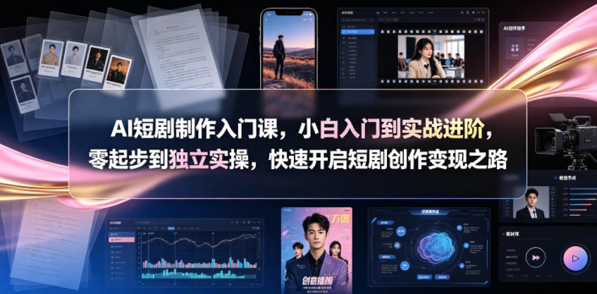 AI短剧制作入门课,小白入门到实战进阶,零起步到独立实操,快速开启短剧创作变现之路汇创网-网创项目_汇创网_中创网_福缘网_冒泡网_网创项目平台汇创网
