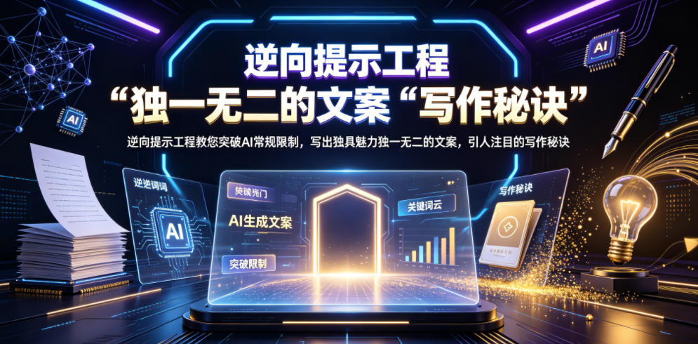 逆向提示工程教您突破AI常规限制，写出独具魅力独一无二的文案，引人注目的写作秘诀【原创双语字幕】汇创网-网创项目_汇创网_中创网_福缘网_冒泡网_网创项目平台汇创网
