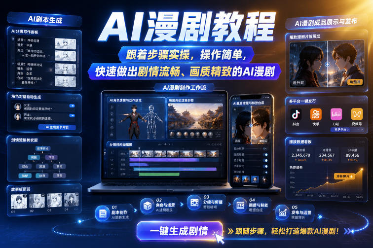 AI漫剧教程，跟着步骤实操，操作简单，快速做出剧情流畅、画质精致的AI漫剧汇创网-网创项目_汇创网_中创网_福缘网_冒泡网_网创项目平台汇创网