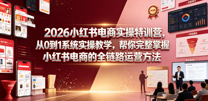 2026小红书电商实操特训营，从0到1系统实操教学，帮你完整掌握小红书电商的全链路运营方法汇创网-网创项目_汇创网_中创网_福缘网_冒泡网_网创项目平台汇创网