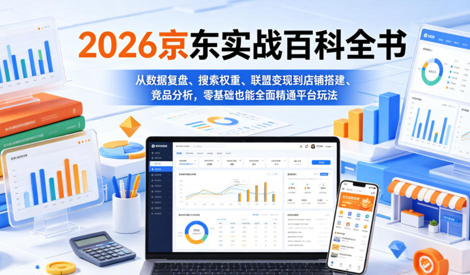 2026京东实战百科全书，从数据复盘、搜索权重、联盟变现到店铺搭建、竞品分析，零基础也能全面精通平台玩法汇创网-网创项目_汇创网_中创网_福缘网_冒泡网_网创项目平台汇创网