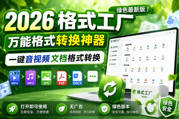2026格式工厂绿色最新版！万能格式转换神器，一键音视频文档格式转换，打开即可使用，无广告绿色版本汇创网-网创项目_汇创网_中创网_福缘网_冒泡网_网创项目平台汇创网