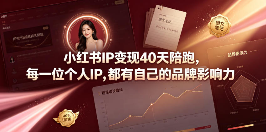 小红书IP变现40天陪跑，每一位个人IP，都有自己的品牌影响力汇创网-网创项目_汇创网_中创网_福缘网_冒泡网_网创项目平台汇创网