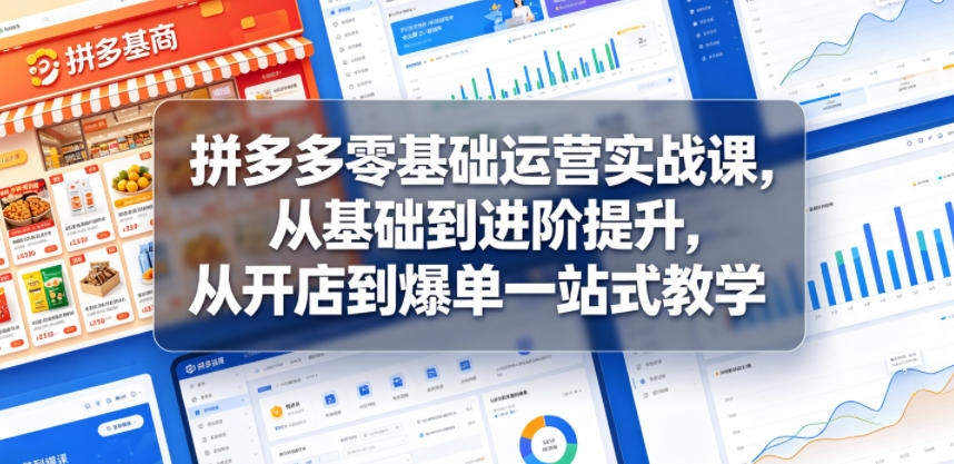 拼多多零基础运营实战课，从基础到进阶提升，从开店到爆单一站式教学汇创网-网创项目_汇创网_中创网_福缘网_冒泡网_网创项目平台汇创网