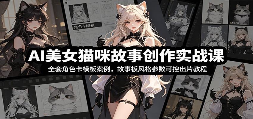 AI美女猫咪故事创作实战课：全套角色卡模板案例，故事板风格参数可控出片教程汇创网-网创项目_汇创网_中创网_福缘网_冒泡网_网创项目平台汇创网