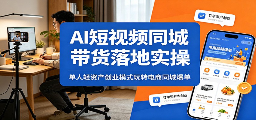 AI短视频同城带货落地实操：单人轻资产创业模式玩转电商同城爆单汇创网-网创项目_汇创网_中创网_福缘网_冒泡网_网创项目平台汇创网