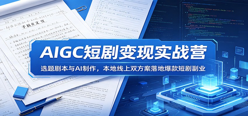 AIGC短剧变现实战营：选题剧本与AI制作，本地线上双方案落地爆款短剧副业汇创网-网创项目_汇创网_中创网_福缘网_冒泡网_网创项目平台汇创网