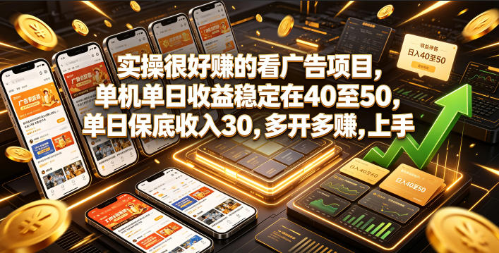 实操很好賺的看广告项目，单机单日收益稳定在40至50，单日保底收入30，多开多賺，上手就能变现【揭秘】汇创网-网创项目_汇创网_中创网_福缘网_冒泡网_网创项目平台汇创网