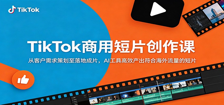 TikTok商用短片创作课：从客户需求策划至落地成片，AI工具高效产出符合海外流量的短片汇创网-网创项目_汇创网_中创网_福缘网_冒泡网_网创项目平台汇创网