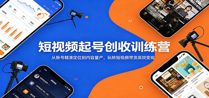 短视频起号创收训练营：从账号精准定位到内容量产，玩转短视频带货高效变现汇创网-网创项目_汇创网_中创网_福缘网_冒泡网_网创项目平台汇创网