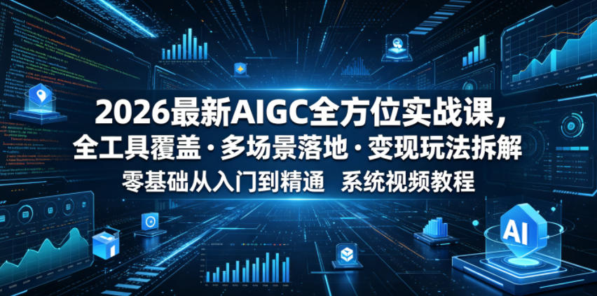 2026最新AIGC全方位实战课，全工具覆盖・多场景落地・变现玩法拆解，零基础从入门到精通系统视频教程汇创网-网创项目_汇创网_中创网_福缘网_冒泡网_网创项目平台汇创网