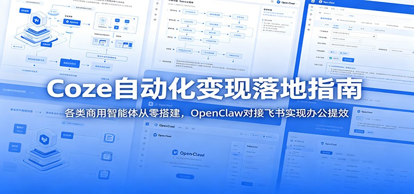 Coze自动化变现落地指南：各类商用智能体从零搭建，OpenClaw对接飞书实现办公提效汇创网-网创项目_汇创网_中创网_福缘网_冒泡网_网创项目平台汇创网