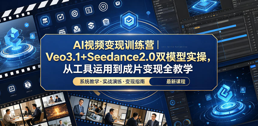 AI视频变现训练营｜Veo3.1+Seedance2.0双模型实操，从工具运用到成片变现全教学汇创网-网创项目_汇创网_中创网_福缘网_冒泡网_网创项目平台汇创网
