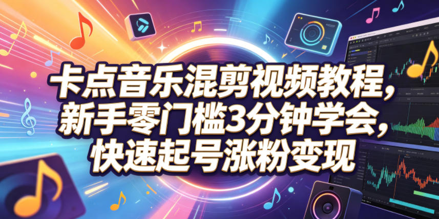 卡点音乐混剪视频教程,新手零门槛3分钟学会,快速起号涨粉变现汇创网-网创项目_汇创网_中创网_福缘网_冒泡网_网创项目平台汇创网