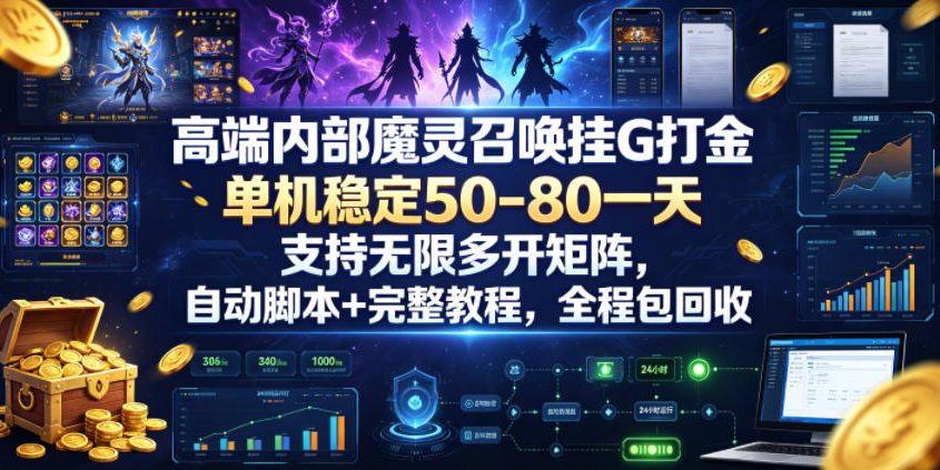 高端内部魔灵召唤挂G打金,单机稳定50-80一天,支持无限多开矩阵,自动脚本+完整教程,全程包回收【揭秘】汇创网-网创项目_汇创网_中创网_福缘网_冒泡网_网创项目平台汇创网