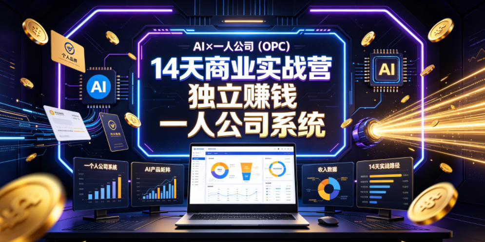 AI×一人公司（OPC）14天商业实战营，用AI帮你搭建一个属于你自己的、能独立賺钱的一人公司系统汇创网-网创项目_汇创网_中创网_福缘网_冒泡网_网创项目平台汇创网
