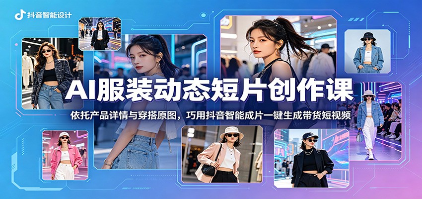 AI服装动态短片创作课：依托产品详情与穿搭原图，巧用抖音智能成片一键生成带货短视频汇创网-网创项目_汇创网_中创网_福缘网_冒泡网_网创项目平台汇创网