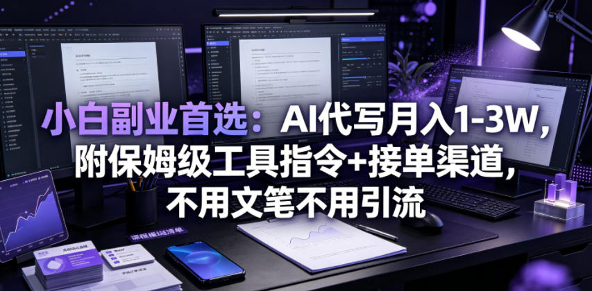 小白副业首选：AI代写月入1-3W，附保姆级工具指令+接单渠道，不用文笔不用引流【揭秘】汇创网-网创项目_汇创网_中创网_福缘网_冒泡网_网创项目平台汇创网