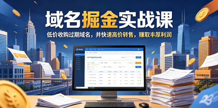 域名交易掘金实战课，低价收购过期域名，并快速高价转售，賺取丰厚利润【原创双语字幕】汇创网-网创项目_汇创网_中创网_福缘网_冒泡网_网创项目平台汇创网