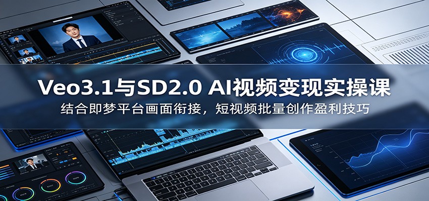 Veo3.1与SD2.0 AI视频变现实操课课:结合即梦平台画面衔接,短视频批量创作盈利技巧汇创网-网创项目_汇创网_中创网_福缘网_冒泡网_网创项目平台汇创网