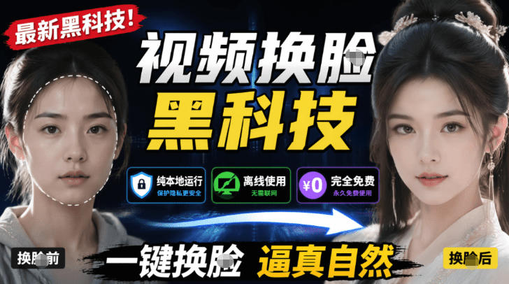 AI人工智能如此夸张?一键视频换Lian黑科技,纯本地离线运行,本地视频换Lian娱乐工具,AI FaceSwap汇创网-网创项目_汇创网_中创网_福缘网_冒泡网_网创项目平台汇创网