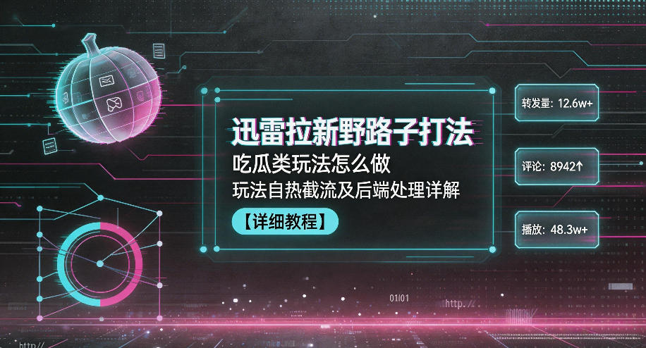 迅雷拉新野路子打法，吃瓜类玩法怎么做，玩法自热截流及后端处理详解汇创网-网创项目_汇创网_中创网_福缘网_冒泡网_网创项目平台汇创网