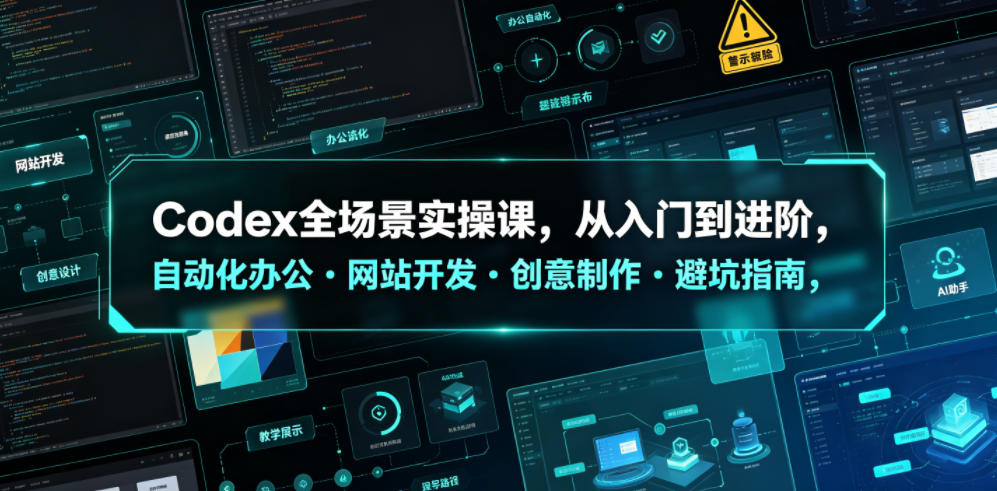 Codex全场景实操课，从入门到进阶，自动化办公・网站开发・创意制作・避坑指南，全流程教学汇创网-网创项目_汇创网_中创网_福缘网_冒泡网_网创项目平台汇创网