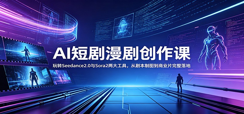 AI短剧漫剧创作课：玩转Seedance2.0与 Sora2两大工具，从剧本制图到商业片完整落地汇创网-网创项目_汇创网_中创网_福缘网_冒泡网_网创项目平台汇创网