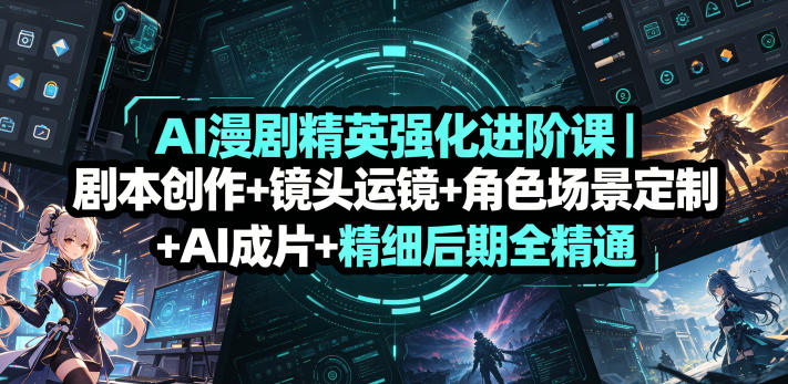 AI漫剧精英强化进阶课｜剧本创作+镜头运镜+角色场景定制+AI成片+精细后期全精通汇创网-网创项目_汇创网_中创网_福缘网_冒泡网_网创项目平台汇创网