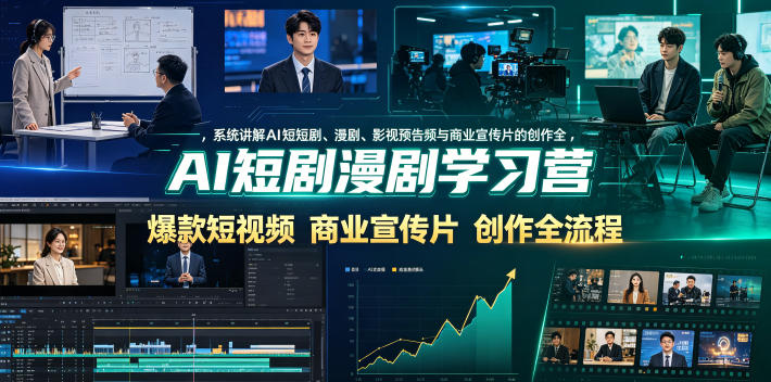 AI短剧漫剧学习营，系统讲解AI短剧、漫剧、影视预告片、爆款短视频与商业宣传片的创作全流程汇创网-网创项目_汇创网_中创网_福缘网_冒泡网_网创项目平台汇创网