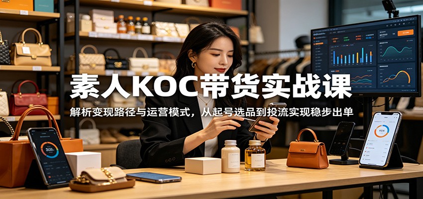 素人KOC带货实战课：解析变现路径与运营模式，从起号选品到投流实现稳步出单汇创网-网创项目_汇创网_中创网_福缘网_冒泡网_网创项目平台汇创网