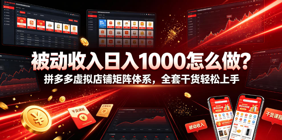 被动收入日入1000怎么做？拼多多虚拟店铺矩阵体系，全套干货轻松上手【揭秘】汇创网-网创项目_汇创网_中创网_福缘网_冒泡网_网创项目平台汇创网