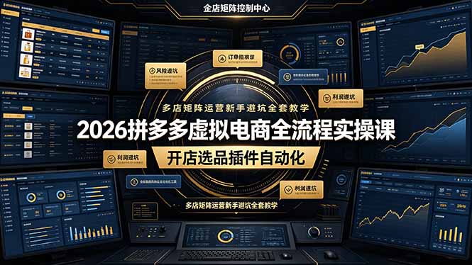 （19136期）2026拼多多虚拟电商全流程实操课，开店选品插件自动化，多店矩阵运营新手避坑全套教学汇创网-网创项目_汇创网_中创网_福缘网_冒泡网_网创项目平台汇创网